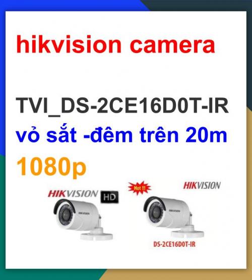 Hikvision camera TVI_DS-2CE16D0T-IR_ 2mega khuyến mãi tháng 7 giảm thêm 24%_TVI vỏ sắt...
