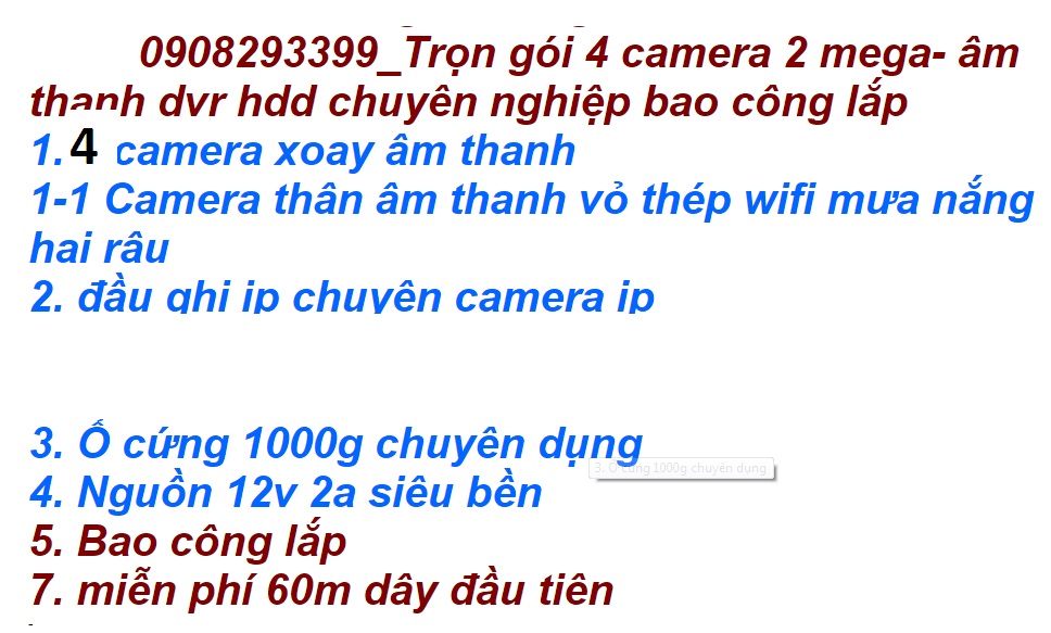 0908293399_Trọn gói 4 camera Vantech  Hồng Ngoại VANTECH KHÔNG CẦN ĐI DÂY