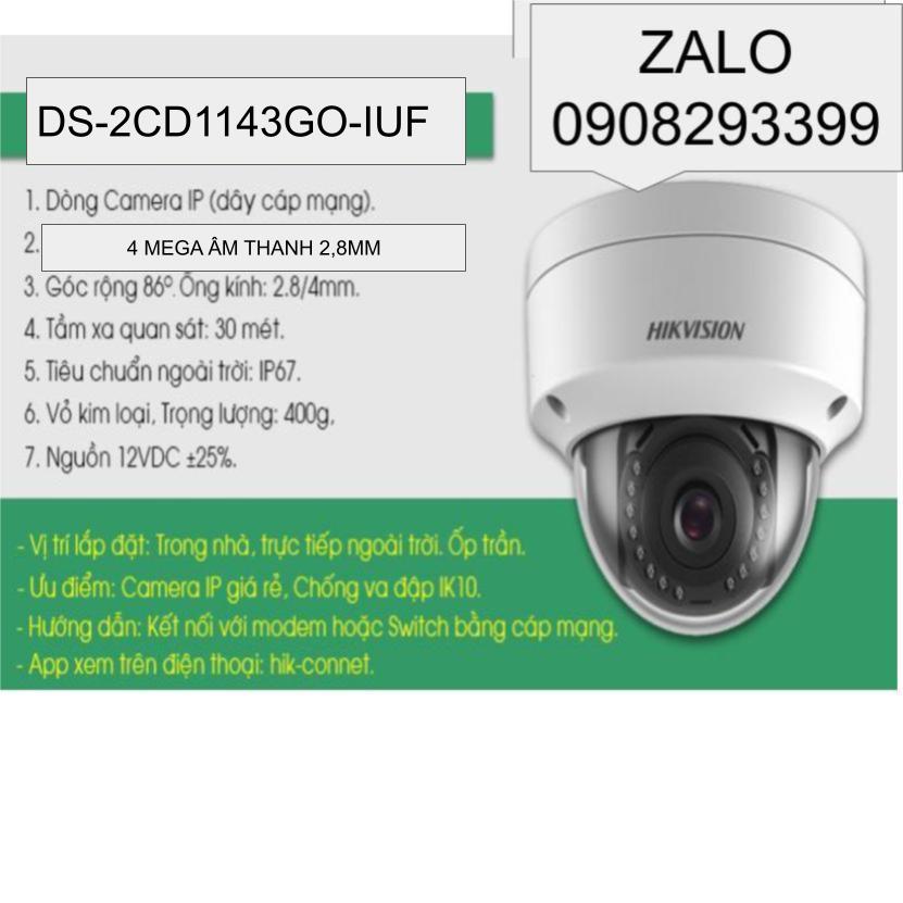 TRỌN BỘ CAMERA HIKVISION GỒM 4 CAMERA IP 2.0MP