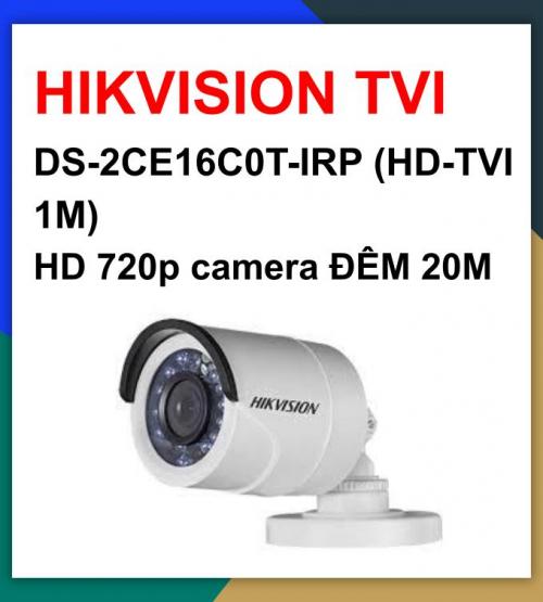 Hikvision camera TVI_DS-2CE16C0T-IRP (HD-TVI 1 Mega)_bảo hành 24th-vỏ nhựa chịu mưa nắng_khuyến mãi tháng 7 giảm thêm 24%