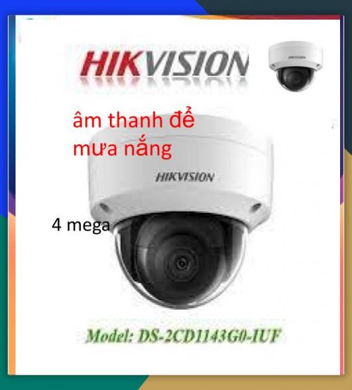 Hikvision camera IP_DS-2CD1143G0-IUF (4MP, H.265+) âm thanh để mưa nắng chịu va đập